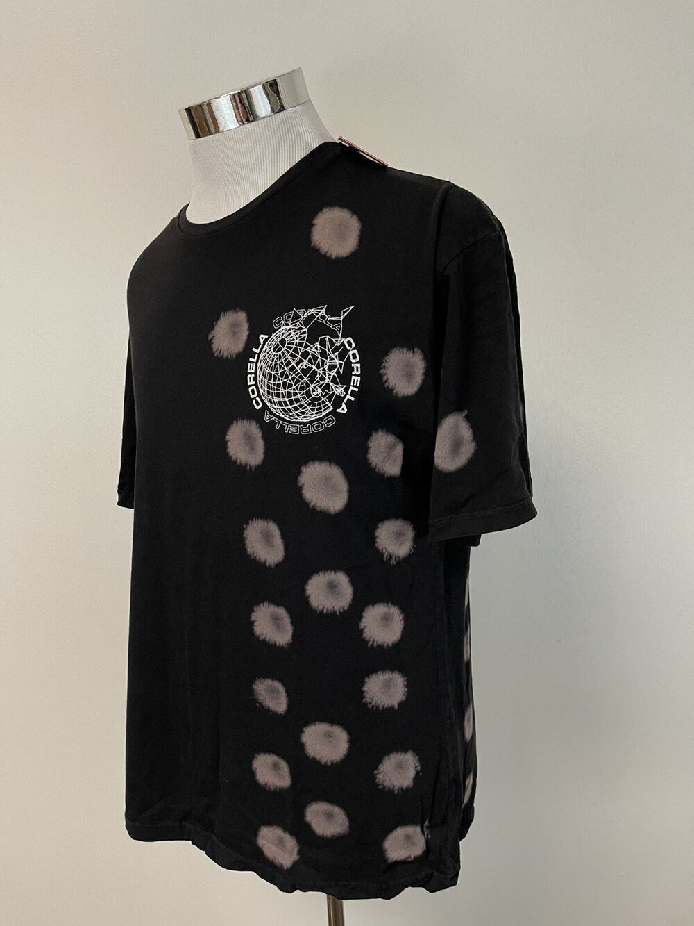 Corella Shirt Mens Medium Tee Tie Dye Black Brush Stroke Short Sleeve Cotton N39